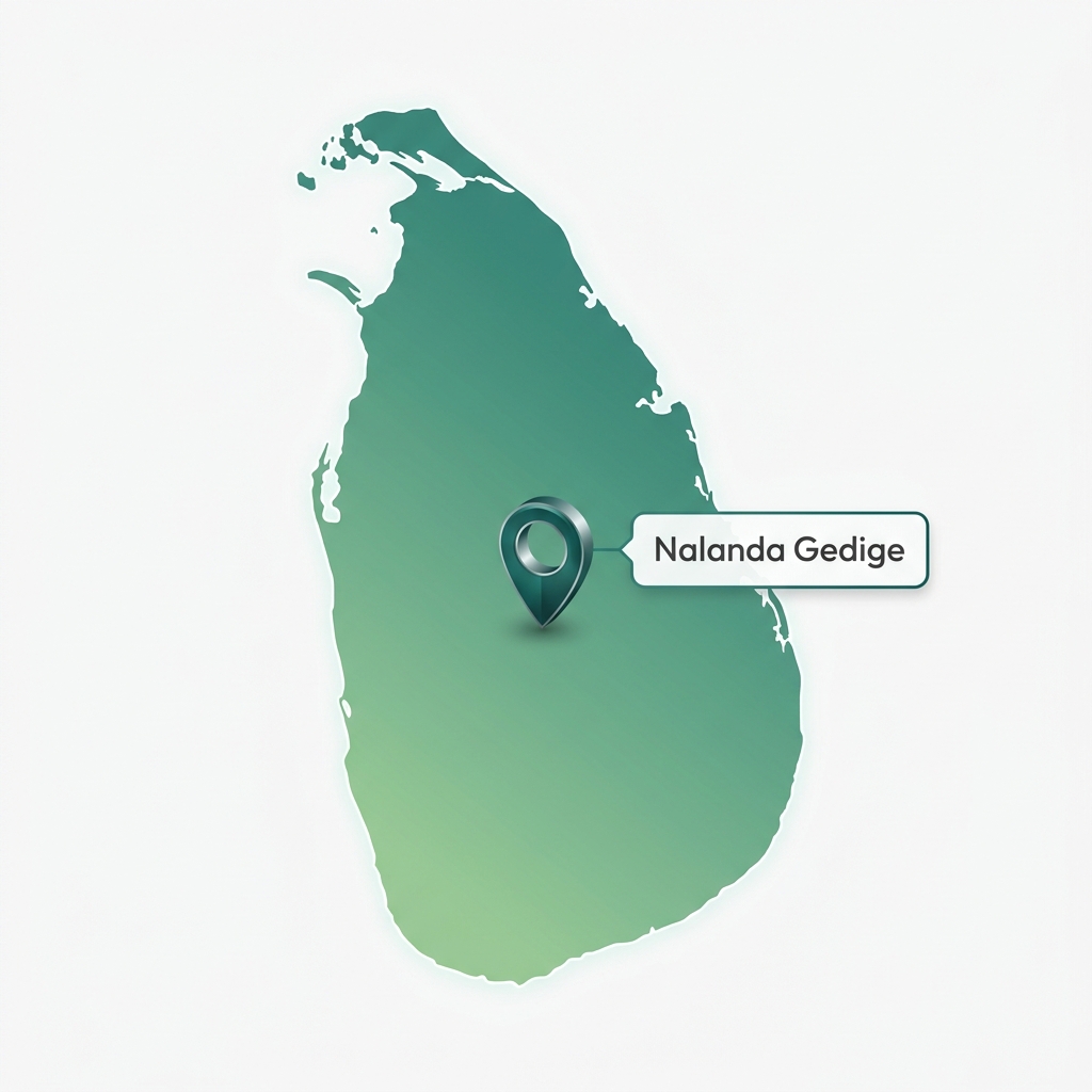 Geographic Center of Sri Lanka Nalanda Gedige Map